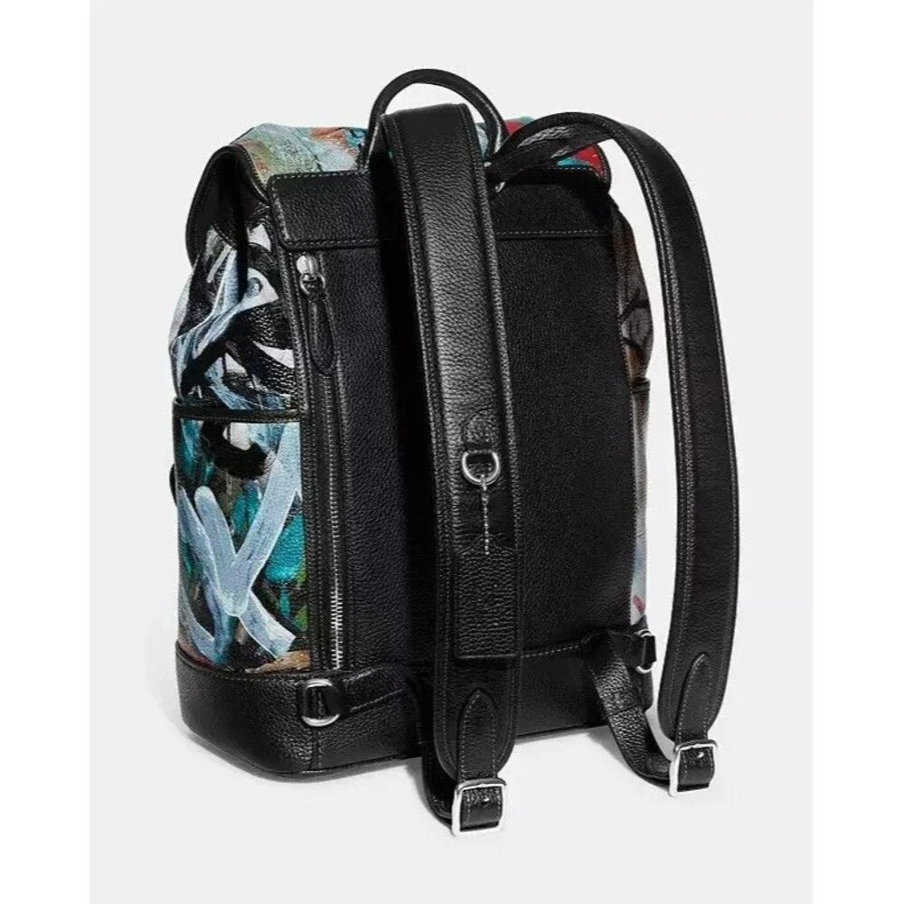 COACH MINT + SERF CARRIAGE BACKPACK Black Multicolor Graffiti Unisex CD676 NWT